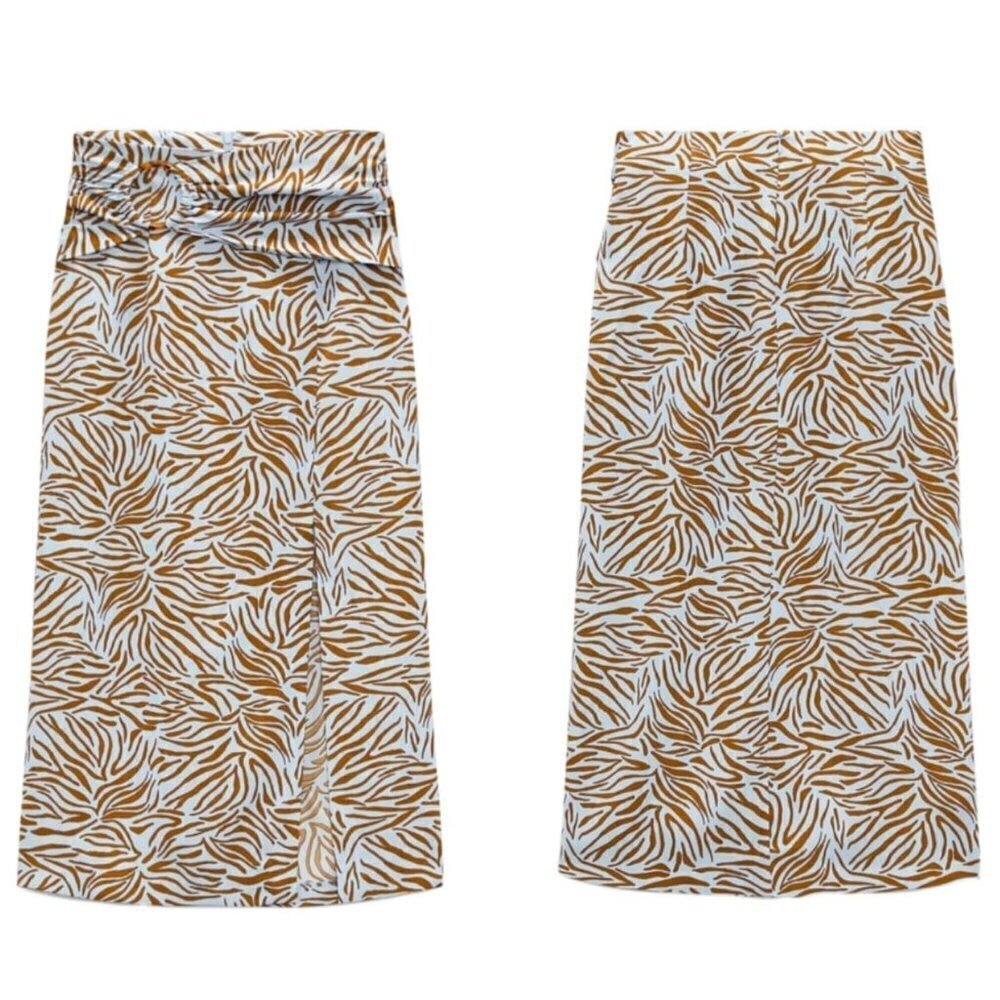ZARA ZEBRA PRINT SKIRT SS22 SAND / BLUE | 8372/060
